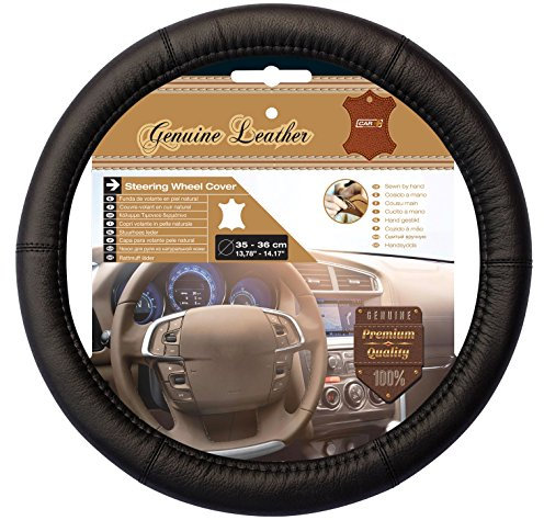 Car Plus 2505047 Lederhülle fürs Lenkrad, Schwarz, Größe S