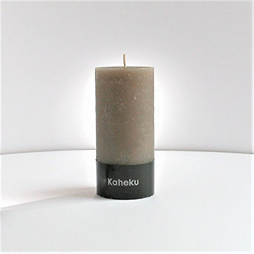 Kaheku Cylinderkerze Schlamm Taupe 7d15h Rustic Stumpenkerze durchgefärbt