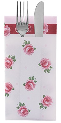 Sovie HOME Besteckserviette ROSITA in Bordeaux, Linclass® Airlaid, 40 x 40 cm, 1/8 Falz, 12 Stück, verspieltes Rosendesign mit Rosen-Ornamentbordüre, hochwertig, dekorativ
