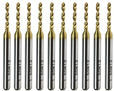 LYWS 10pcs 3.175mm 1.5mm Titanium Nitride Coated Carbide PCB CNC Drill Bits Router (1.5mm)