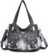 Angelkiss Handtasche, Leder, mit Motiv, Schultertasche, Schultergurt, großes Fassungsvermögen, 8 kleine Taschen, für Mädchen/Frauen, 5739z-Grau, Medium