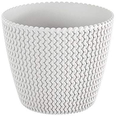 Maceta redonda 8L Prosperplast Splofy de plastico en color blanco, Ø25,9 x 22 cm