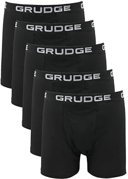 J&T Men's Boxers Shorts (5 Pack) Black Underwear Gift Set | Comfortable Stretch Cotton Mens Trunks Underpants Briefs