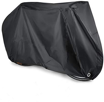 Fahrrad Abdeckungs 190T Polyester Taft Wasserdichter Antistaub-Regen UV schutz mit Verschluss Loch Speicher Tasche (Black, L)