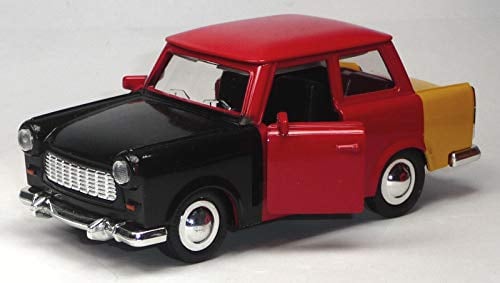 ES Modellauto Trabant 601 Schwarz-Rot-Gelb, 1:30, 12,5 cm, Metall mit Kunststoff, 1 Stück