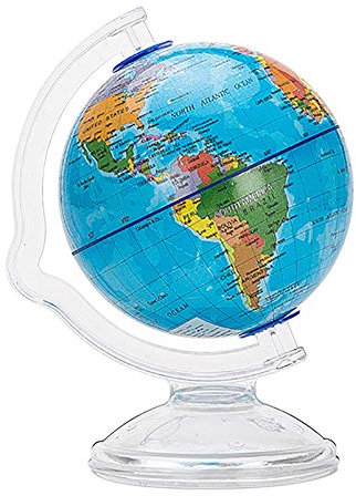 Globe terrestre pivotant et inclinable sur support avec base en plastique pour l'enseignement géographique des enfants 10,6 cm