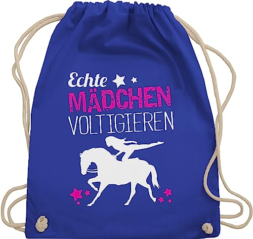 Turnbeutel Rucksack - Pferde - Taschen - Echte Mädchen voltigieren - Unisize - Royalblau - voltigiertasche stalltasche pferd pferdeliebhaber volti beutel voltigierbeutel pferdebeutel pferdespruch