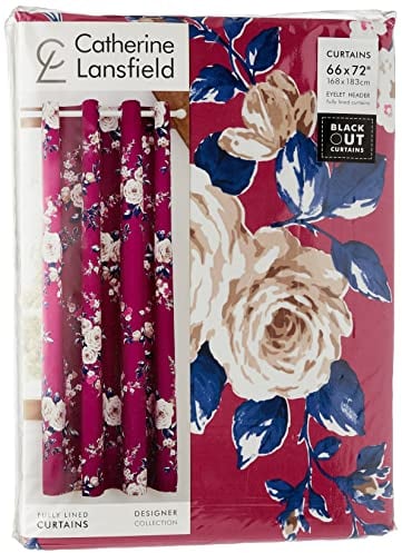 Catherine Lansfield Canterbury Easy Care Eyelet Curtains Plum, 66 x 72 Inch