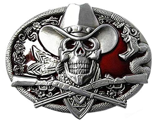 LKMY Herren Gürtelschnalle, 3D Indian Style Neuheit Western Cowboy Skull & Gun Gürtelschnalle für Herren Damen