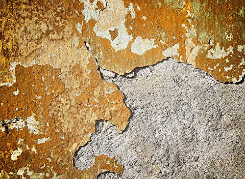 Livingwalls Fototapete Designwalls Vliestapete Concrete Old Tapete in Betonoptik in Braun, Gelb, Grau, Kupfer 350 x 255 cm XXL Wandtapete Wandbild 118787
