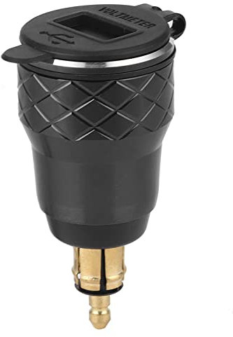 Cargador USB de Motocicleta de 12V-24V, Enchufe de Cargador de alimentación de Puerto USB con Pantalla LED Enchufe de la UE(Negro)