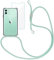 Yohii Handykette Handyhülle für iPhone 11 + Displayschutzfolie, Hülle mit Kordel zum Umhängen Necklace Hülle mit Band Transparent Silikon TPU Schutzhülle, Case Kompatibel mit iPhone 11 - Grün