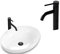 VBChome Waschbecken mit Armatur 52 x 39 Keramik Armatur Schwarz Oval Waschtisch Handwaschbecken AUFSATZWASCHBECKEN WASCHSCHALE GÄSTE WC