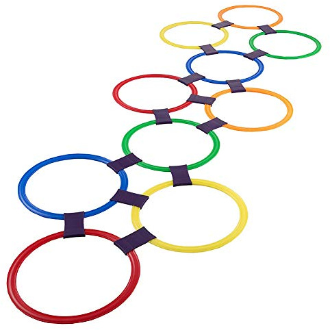 Hopscotch Ring-Spiel Spielt, Kinder Im Freien Springen Ring, 10 Mehrfarbige Plastikringe Und 9 Steckverbinder Für Die Außen- Oder Innen-spaß Kreatives Spiel-Set Für Mädchen Und Jungen
