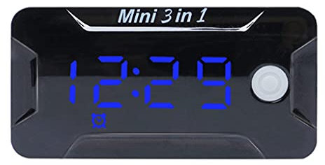 LEXIANG Moto Digitale per Orologio + termometro + voltmetro 3 in 1 Tester Impermeabile per Batteria