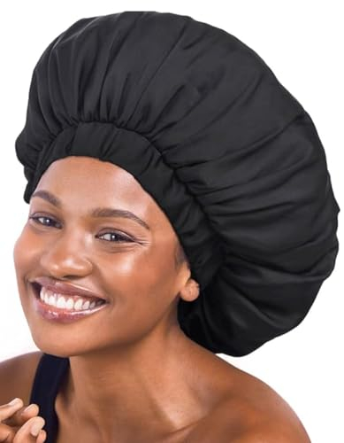 Kitsch XL-Satinhaube zum Schlafen, weicher als Seidenhaarhaube für Frauen, sichere Passform, verstellbare Nachtmütze für lockiges und strukturiertes Haar, verhindert Bruch, Verfilzungen und Ausdünnen