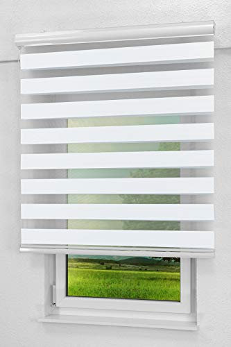 LYSEL - Qualitätsdoppelrollo abdunkelnd weißgrau, (B x H) 60cm x 175cm in weiß/weißgrau