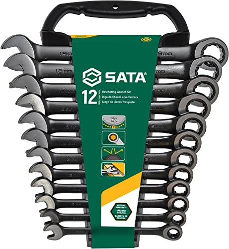 SATA Ratschenschlüssel-Set, metrisch, Schwarz, 12-teilig
