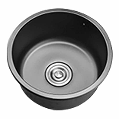 Schwarzes Nano-Bar-Spülbecken Rundes Waschbecken Schwarzes Nano-Spülbecken Aus Edelstahl 304 Küchen-Einzelbecken-Balkon-Mini-Bar-Spüle (Color : Black, S : 30cm)
