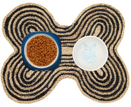 Heavenera 16.5X21 Dog & Cat Pet Dining Mat - Natural Jute Material - Dog Chew, Reversible, Multi-Use, Bone Shape
