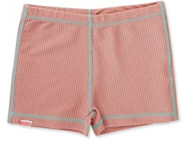 Grass & Air Kids Rose Ribbed Shortie Swimming Shorts, Unisex Kids Swim Shorts, Baby, Toddler, Childrens Swimwear, Recycled Pink Swimming Trunks