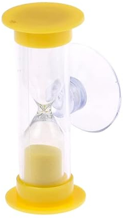 BEAUTYBIGBANG Sanduhr für Kinder Kinder Zahnbürste Sandglas Timer 2 Min Dusche Timer Mini Glas Sanduhr Saugnapf Timer Kochen Swivel Sanduhr Kinder Mini Sanduhr zum Zähneputzen von Kinderzähnen (Gelb)