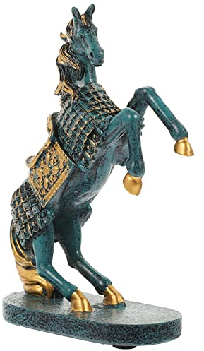 OUNONA Skulptur Deko Statue Feng Shui Figuren Deko Pferdestatue Harz Wohnzimmer Kreative Tierschmuck Wohnkultur Tisch Heim Büro Ration Blau