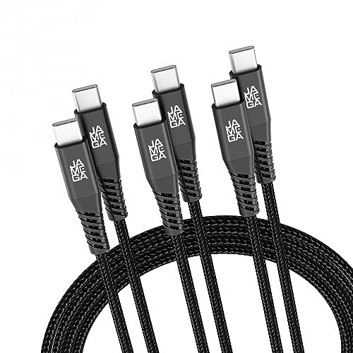 JAMEGA - USB Typ C Kabel Schwarz 2m 3er Set | Lade & Datenkabel Fast Charge Sync USB C Stecker Kompatibel Mit iPhone 15 Pro Max iPad Pro Air Samsung Macbook Tablets Huawei uvm.
