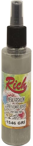 Rich Sprühstofffarbe 60 CC - Wasserbasiert, Lebendige Farben, Textilfarbe ohne Weichmacher, Praktische Lösungen für Designs, Grau