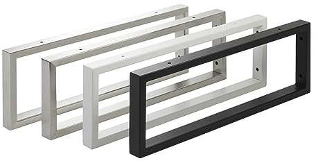 2 pièces Console de lavabo WK450 rectangulaire blanc mat, support de lavabo en acier, console murale avec porte-serviettes