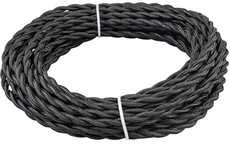 URCIANOW Black Braided Cable 10M/32.8FT Twisted Fabric Electrical Wire 18AWG 2x0.75mm Vintage Braided light Flex Cable for DIY Lamps Industrial Pendant Lights Lighting Appliances