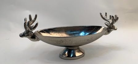 Generisch Deko-Schale oval mit Rentieren, Metall