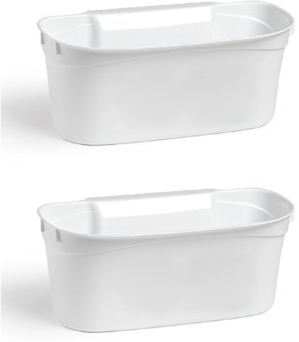 Tradineur - Pack de 2 Cestas recogedoras multiusos para cocina - Fabricado en plástico - Recogedor para diversos usos - 13 x 30 x 17 cm - Color Blanco