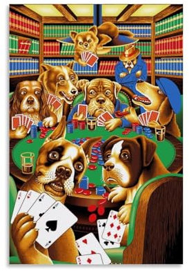 Poker Night Dogs Playing Poker Poster Dekorative Malerei Leinwand Wandkunst Wohnzimmer Poster Schlafzimmer Malerei, Leinwand Kunst Poster Und Wandkunst Bilddruck Moderne Familienzimmer Dekor 12x18inch