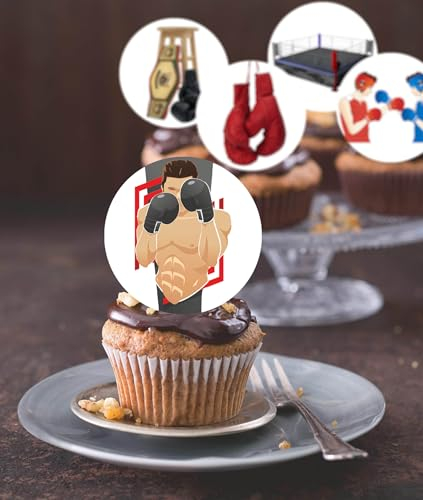 Anglesit 24 x Pre-Cut Boxing 3 Edible Stand up Wafer Paper Cupcake Toppers Cake Decorations Birthday Party Sport Martial Art