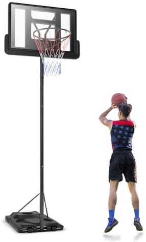 LIFEZEAL Canasta de Baloncesto móvil con Soporte, Canasta de Baloncesto Ajustable de 260-305 cm, Sistema de Baloncesto para niños y Adultos, Sistema de Canasta con Base para Interior y Exterior
