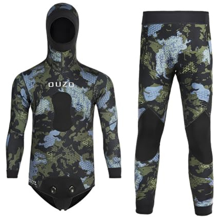 LEIDIMUS Traje de Neopreno de 5MM para Pesca Submarina con Capucha, 2 Piezas de Manga Larga, Traje de Caza Camuflado para Buceo en Aguas Frías