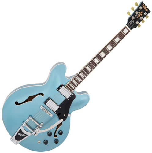 Vintage Reissued VSA500B Gun Hill Blue - Halbakustik Gitarre