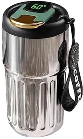 Smart Isolierflasche – Digitale Temperatur-Kaffeetasse, 17 x 7 cm Trinkgefäß, Flüssigkeitsflasche, 450 ml, tragbarer Getränkebehälter, vakuumisolierte Getränke-Thermosflasche für Reisen und Zuhause
