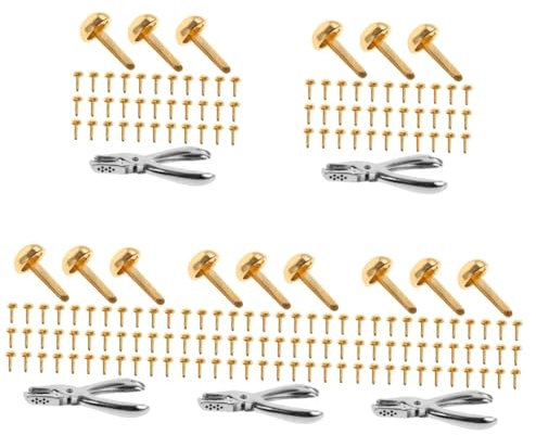 Lurrose 5ensembles Brads Décoratifs Doré Rivets Ronds pour Vêtements Chaussures Et Accessoires Pince