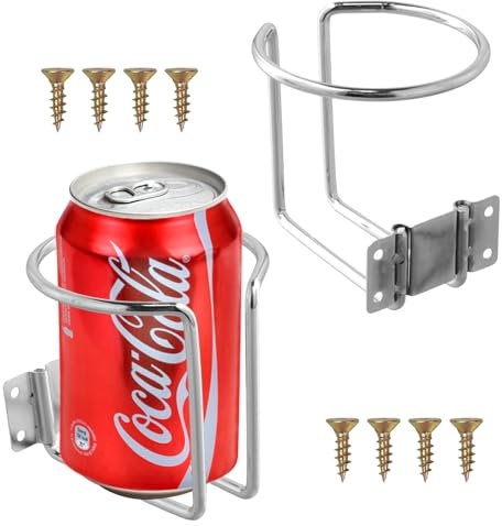 2 Piezas Portavasos de Acero Inoxidable, Acero para Yates Marinos Portavasos, Portavasos Barco Plateado, Soporte Universal para Vasos de Coche, para Anillos de Barcos, Marinos, Yates