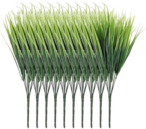 Tall Grass Plant, Artificial Wheatgrass, Pack of 10 Artificial Vivid Wheatgrass Plant for Outdoor Use, Artificial Green Shrubs, Multifunctional Wheatgrass Green Plant Decoration