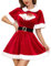 RSLOVE Weihnachten Kostüm Damen Weihnachtsoutfit - Weihnachts Dessous Kleid Sexy Santa Babydoll Outfit mit Cape Rot S