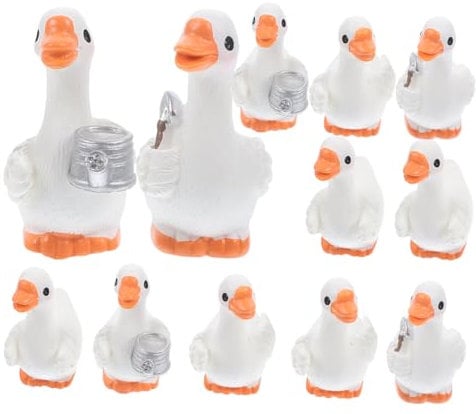 Levemolo 12St Mini-Tierfiguren Feenfigur Mini-Enten Entenskulptur Minifiguren Gartenenten Dekoration bürodeko büro Dekoration basteln bastelset Miniatur-Tierfiguren Tierminiaturen Harz