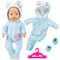 Puppenkleidung für Baby Puppen, Kleidung kompatibel mit 35-43 cm New Born Baby Puppen, Enthält Overall, Mütze, Socken und Kleiderbügel, Niedliche blau Katze aus Baumwolle für Jungen und Mädchen