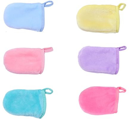 GVSS Lot de 6 Gants de Toilette en Flanelle, 13 x 9 cm, Multicolores, Réutilisables, Doux pour le Visage et le SPA