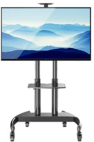 IUBGFTO TV-Ständer, universell, mobil, mit Regalen, 32-70-Zoll-TV-Wagen auf Rädern für Gebogene LCD-LED-OLED-Flachbildschirme, Belastung 165 Pfund, schöne Landschaft