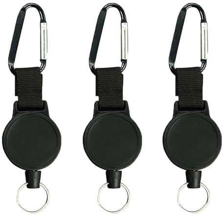 3-Stück Schlüsselanhänger Ausziehbar,Ausziehbarer Schlüsselanhänger Stahlseil Reel Karabiner,Schlusselbandkette Ausziehbar,Badge Schlüsselband Ausziehbar,Retractable Lanyard,für Adventure Aufroller