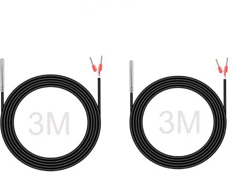 PT1000 Temperaturfühler 3M,Digitaler Wasserdichter Temperatursensor mit Wasserdichtem Edelstahlfühler und Silikonmaterial Kabel up to 200 °C Kompatibel mit Raspberry Pi(2 Stk)