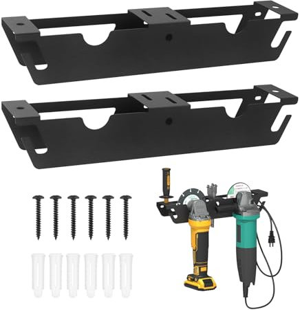 Winkelschleifer Halterung, Wandmontager Elektrowerkzeugorganisator, Winkelschleifer Wandhalterung mit Seilaufhänger und Haken, Schneidemaschine Poliermaschine Fahrer Halterung (2pcs)